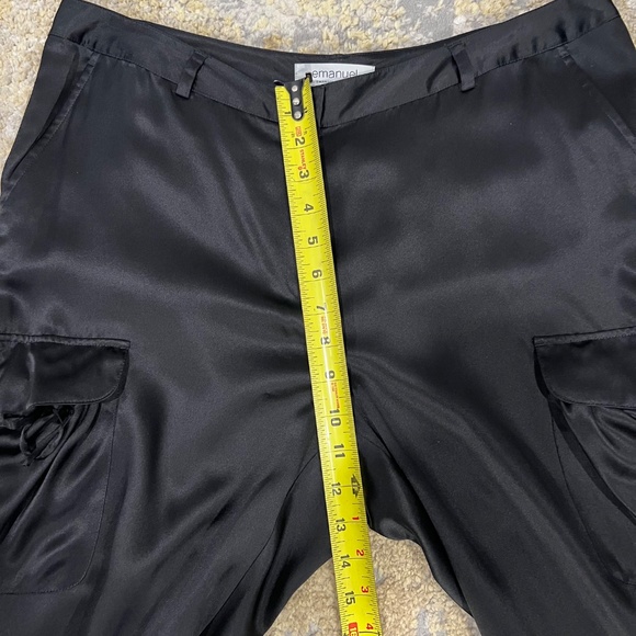 NWT Vintage Emanuel Ungaro 100% Silk Black Cargo Pants Size 12 - Picture 13 of 14